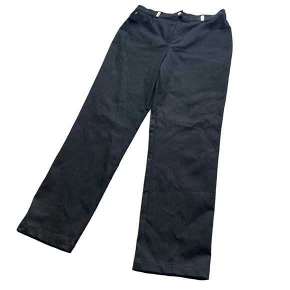 SOLD St John Sport Mary Gray Black denim stretch straight high rise pants casual - Picture 5 of 16
